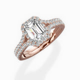 Split Shank Hidden Halo Engagement Ring