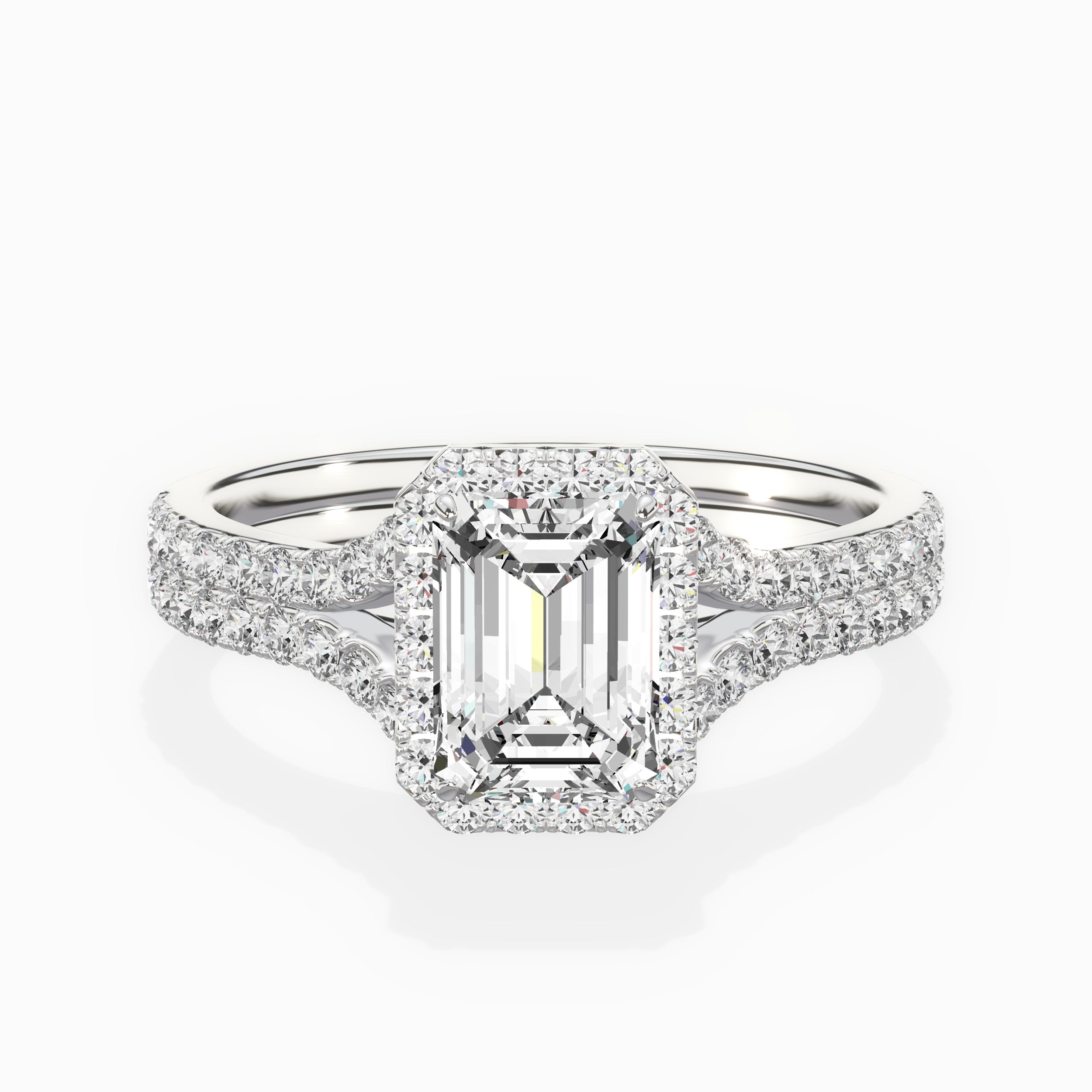 Split Shank Hidden Halo Engagement Ring