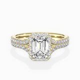 Split Shank Hidden Halo Engagement Ring