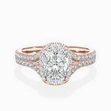 Split Shank Hidden Halo Engagement Ring
