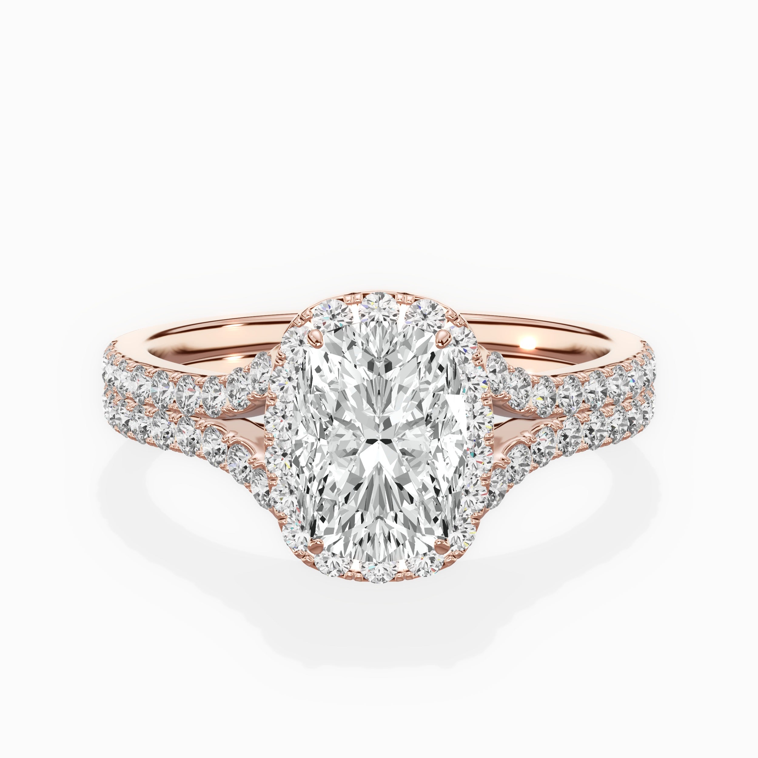 Split Shank Hidden Halo Engagement Ring