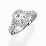 Split Shank Hidden Halo Engagement Ring