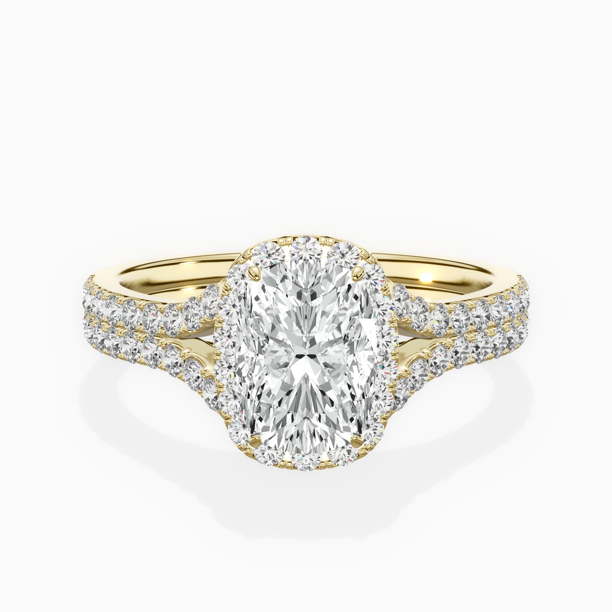 Split Shank Hidden Halo Engagement Ring