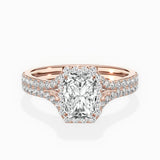 Split Shank Hidden Halo Engagement Ring