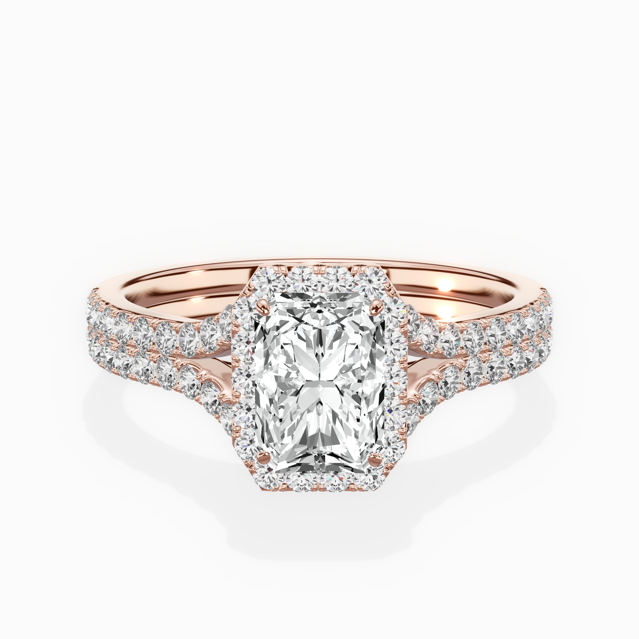 Split Shank Hidden Halo Engagement Ring
