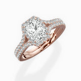 Split Shank Hidden Halo Engagement Ring