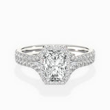 Split Shank Hidden Halo Engagement Ring