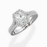 Split Shank Hidden Halo Engagement Ring