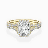 Split Shank Hidden Halo Engagement Ring