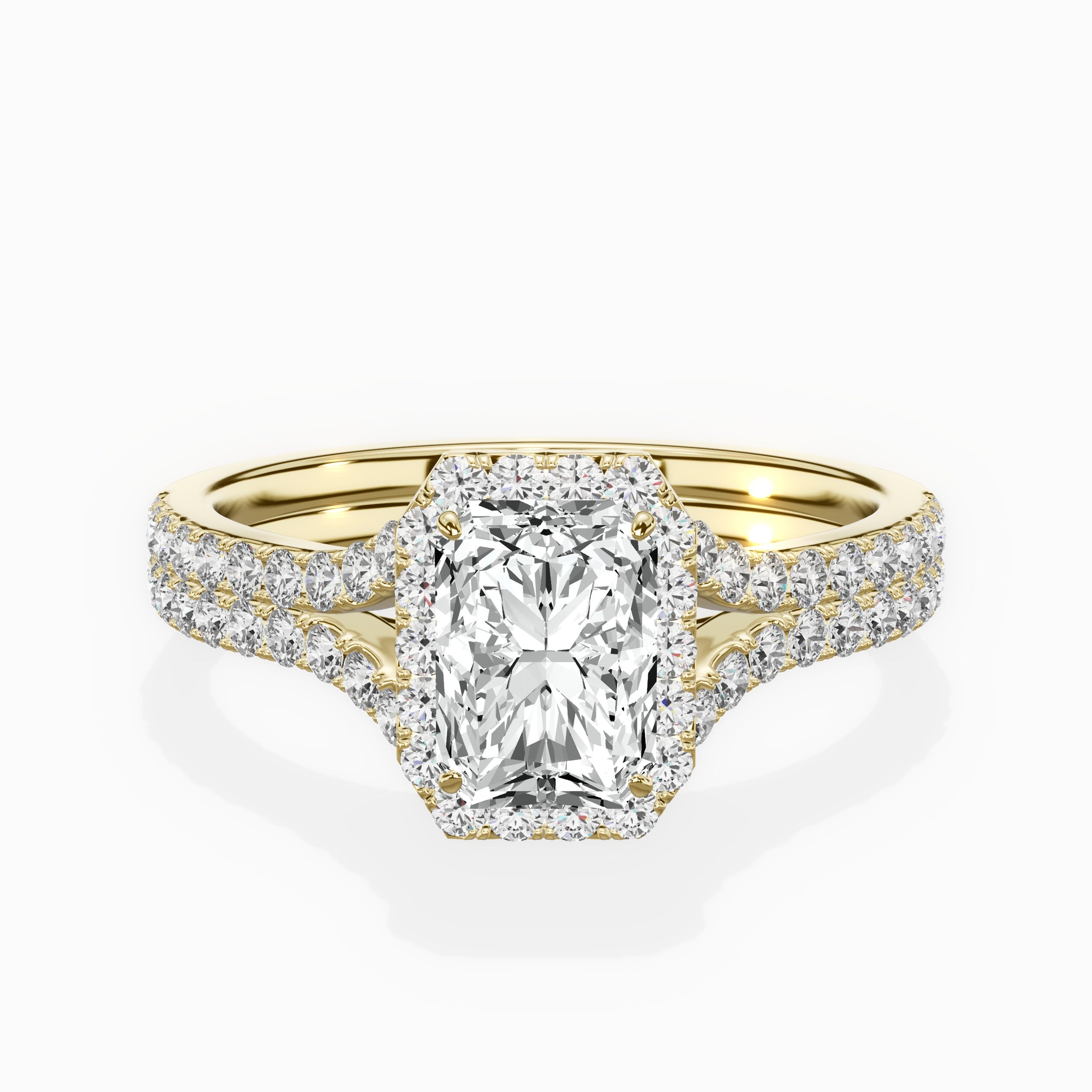 Split Shank Hidden Halo Engagement Ring