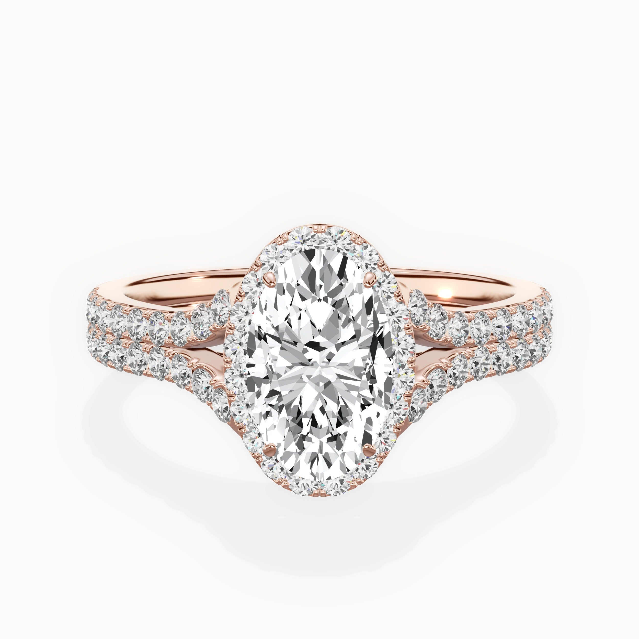 Split Shank Hidden Halo Engagement Ring