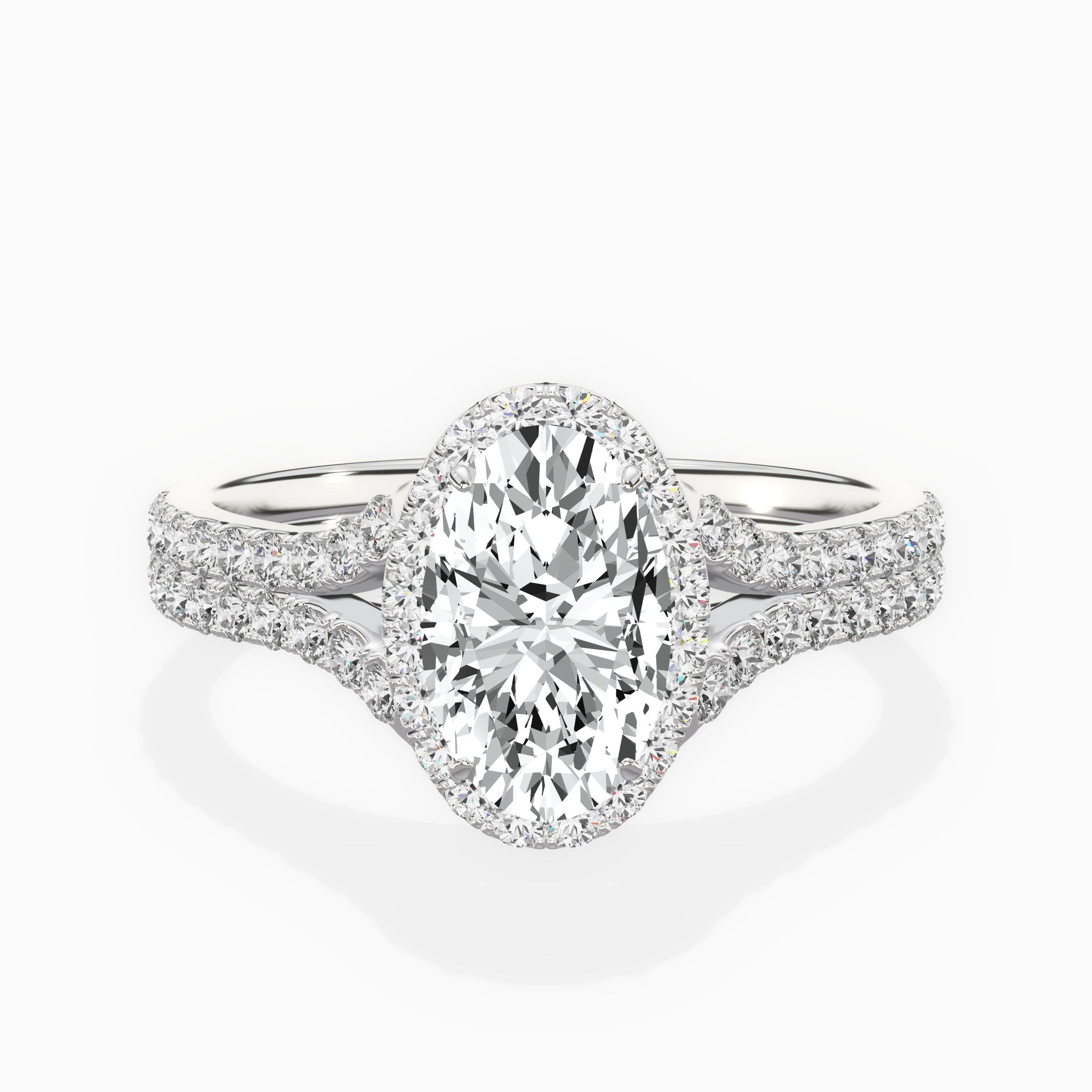 Split Shank Hidden Halo Engagement Ring