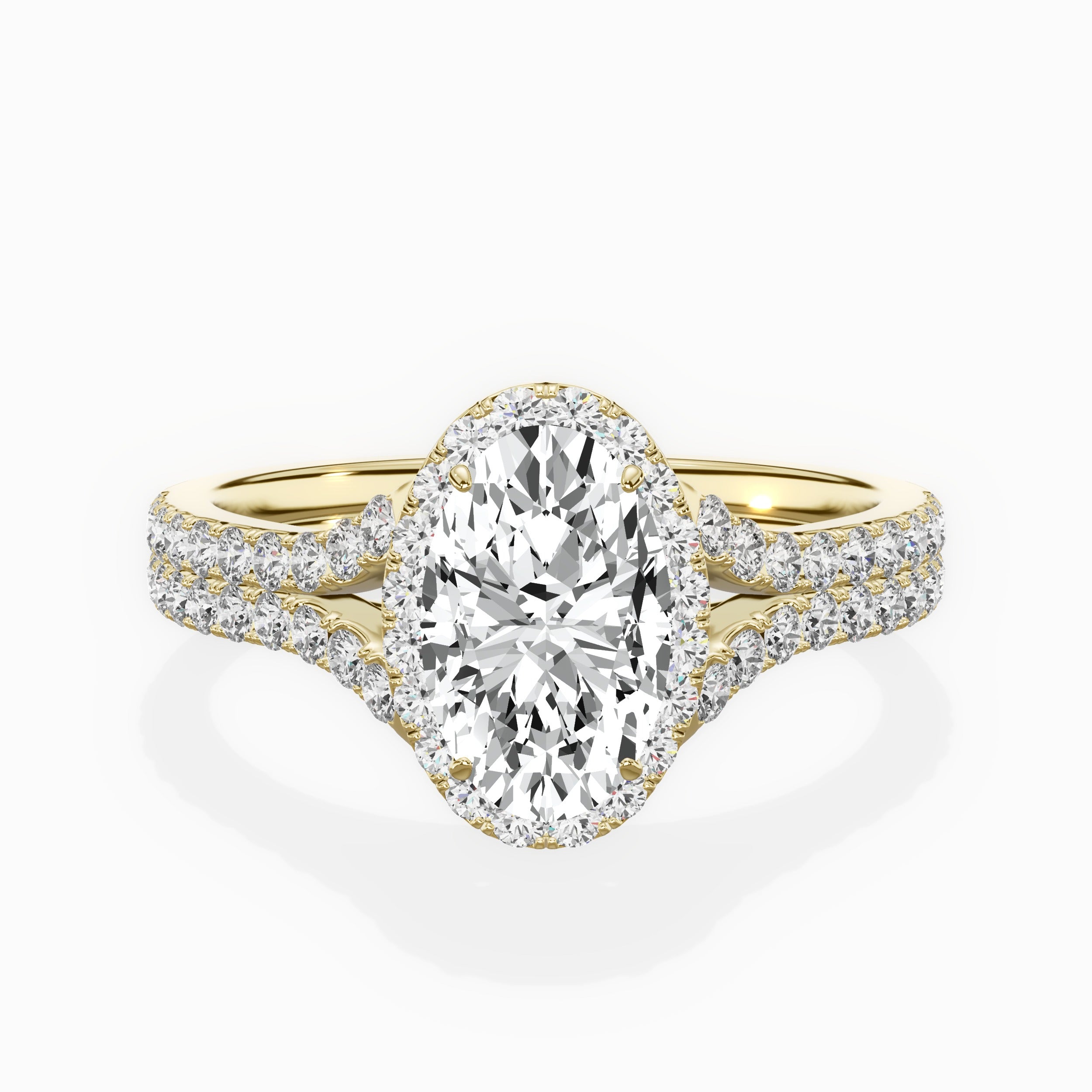 Split Shank Hidden Halo Engagement Ring