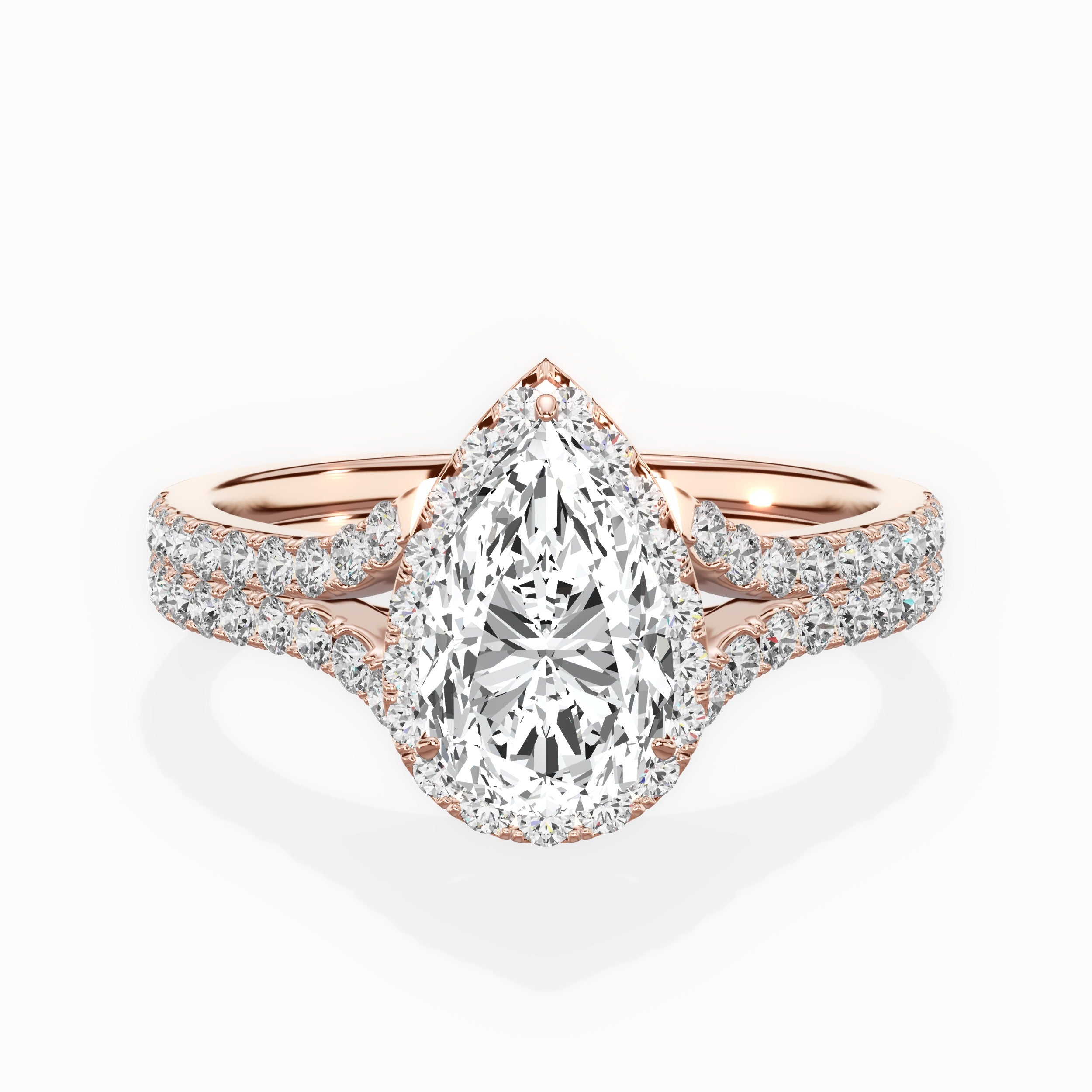 Split Shank Hidden Halo Engagement Ring