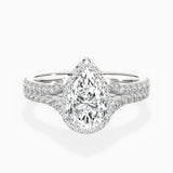 Split Shank Hidden Halo Engagement Ring
