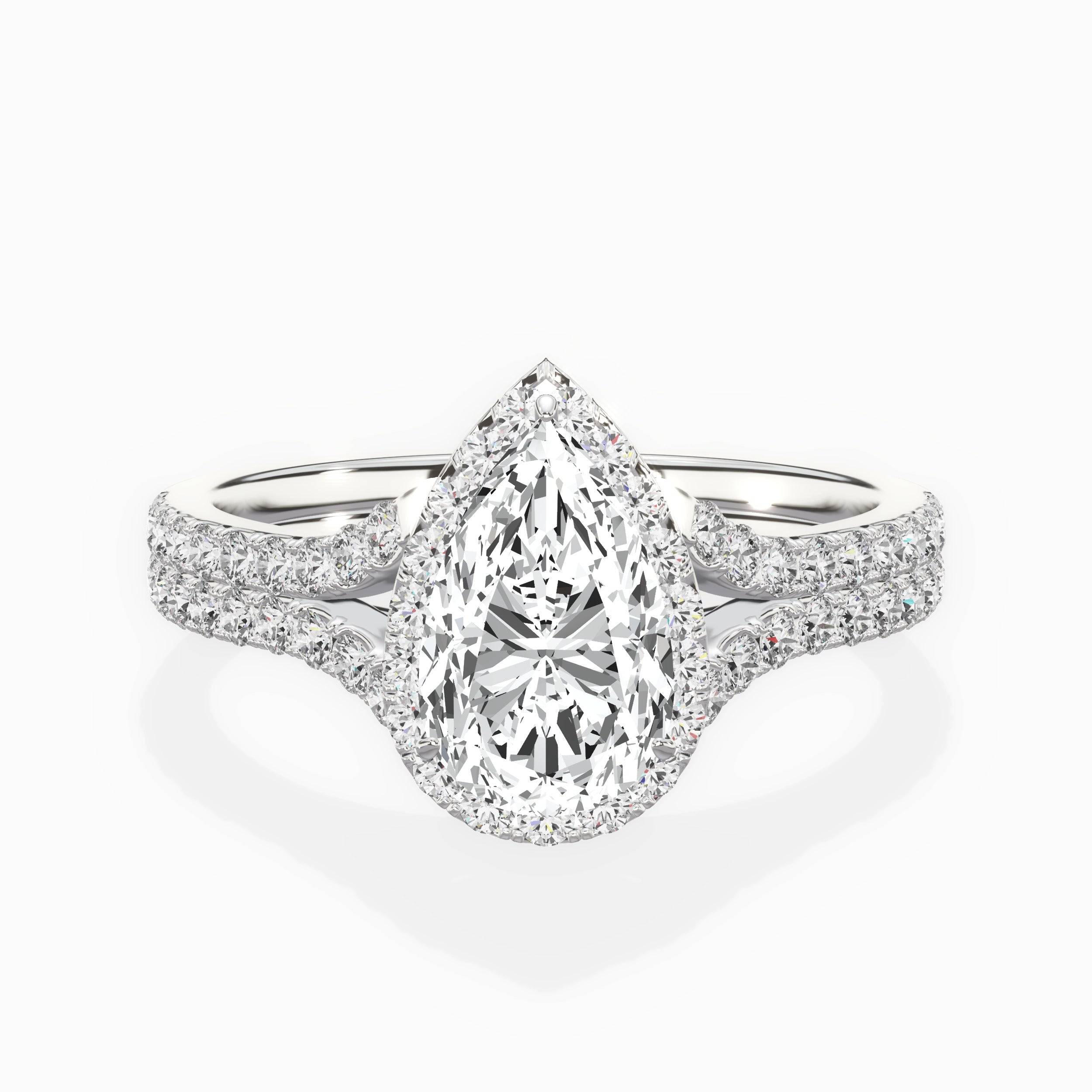 Split Shank Hidden Halo Engagement Ring