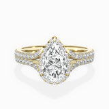 Split Shank Hidden Halo Engagement Ring