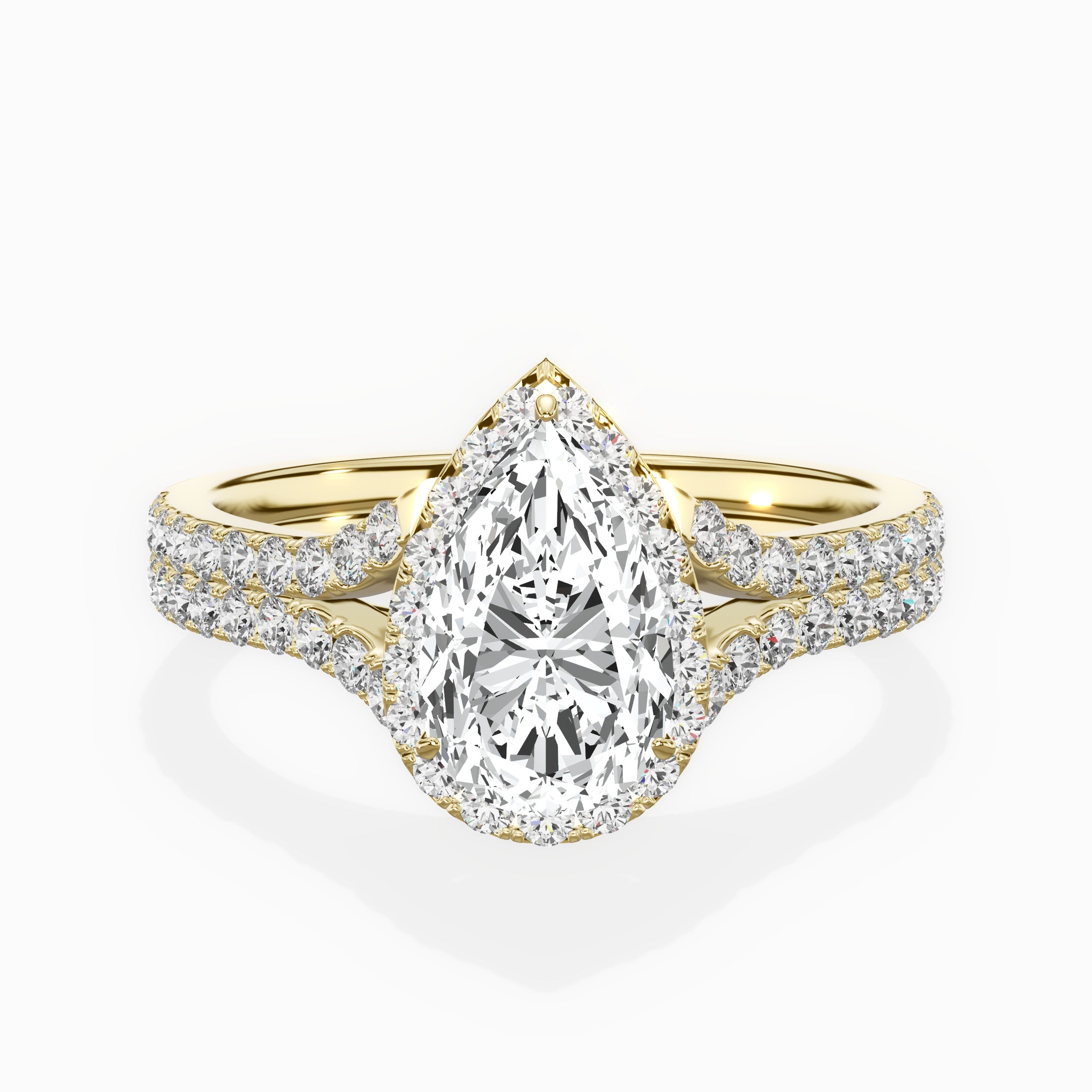 Split Shank Hidden Halo Engagement Ring