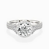 Split Shank Hidden Halo Engagement Ring
