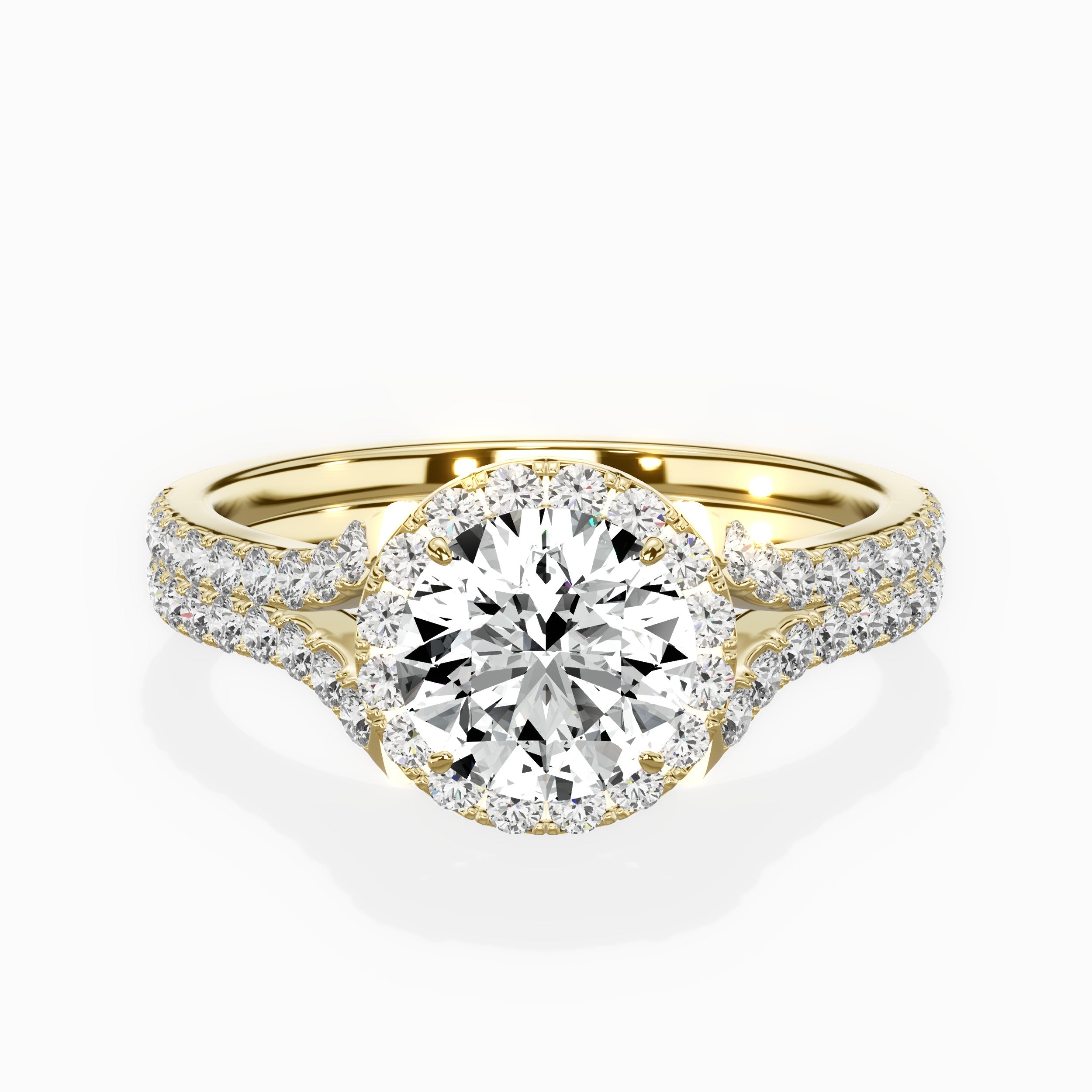 Split Shank Hidden Halo Engagement Ring