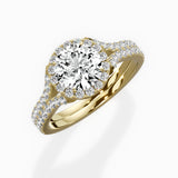 Split Shank Hidden Halo Engagement Ring
