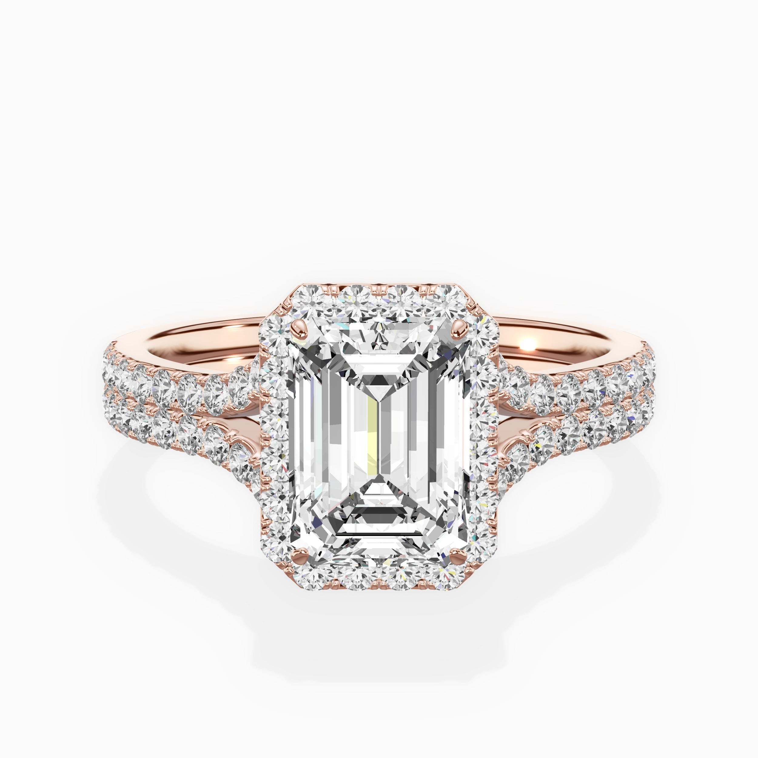 Split Shank Hidden Halo Engagement Ring