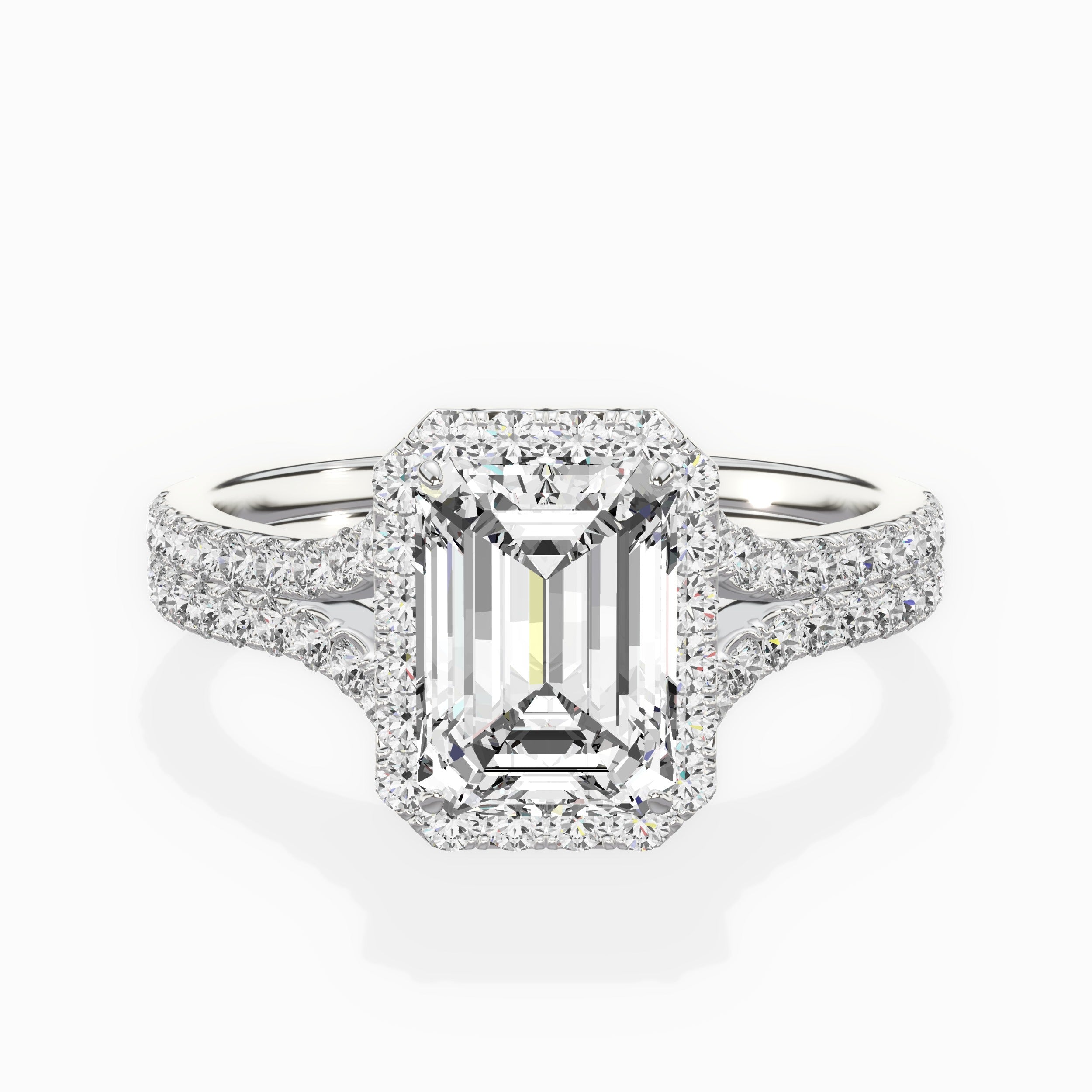 Split Shank Hidden Halo Engagement Ring