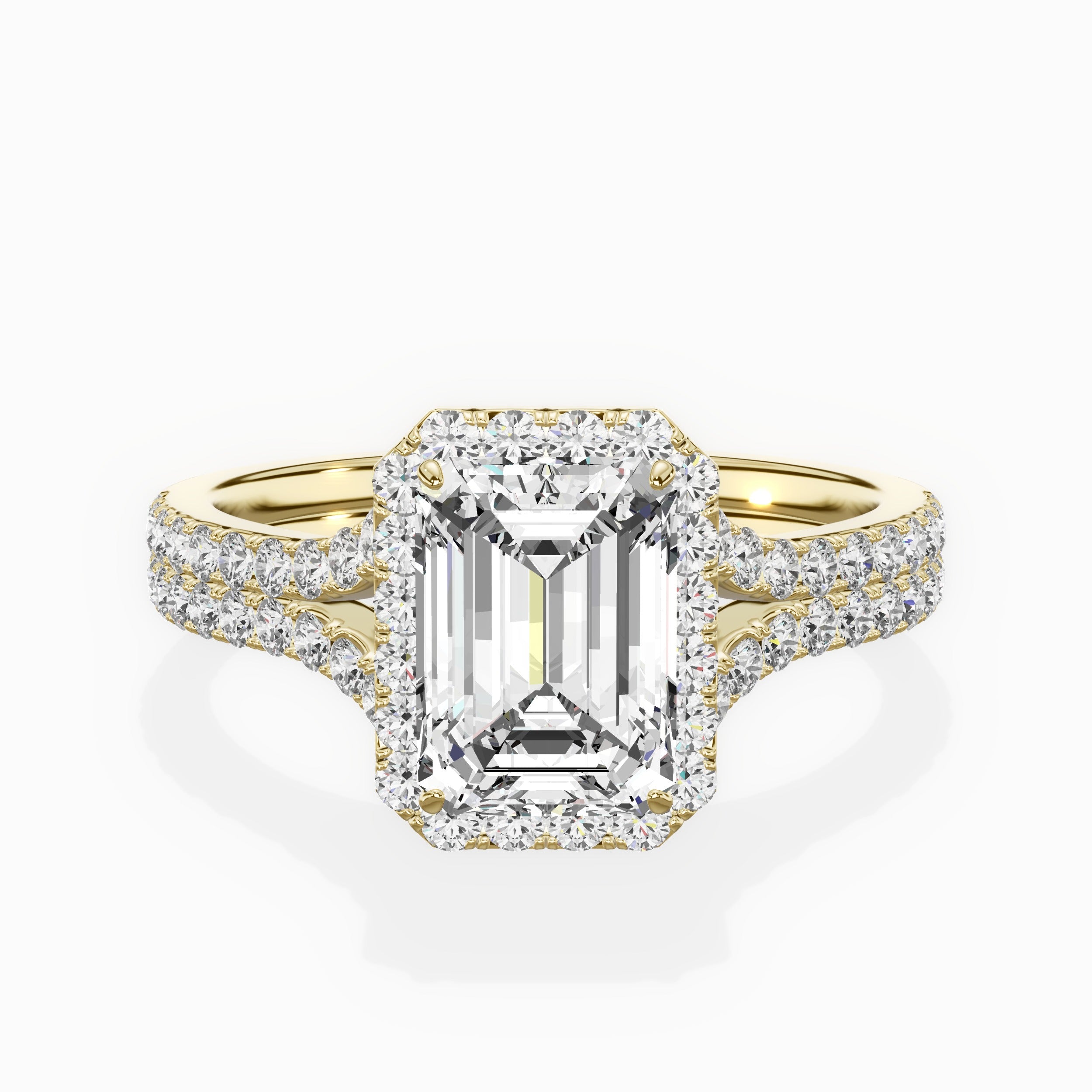 Split Shank Hidden Halo Engagement Ring