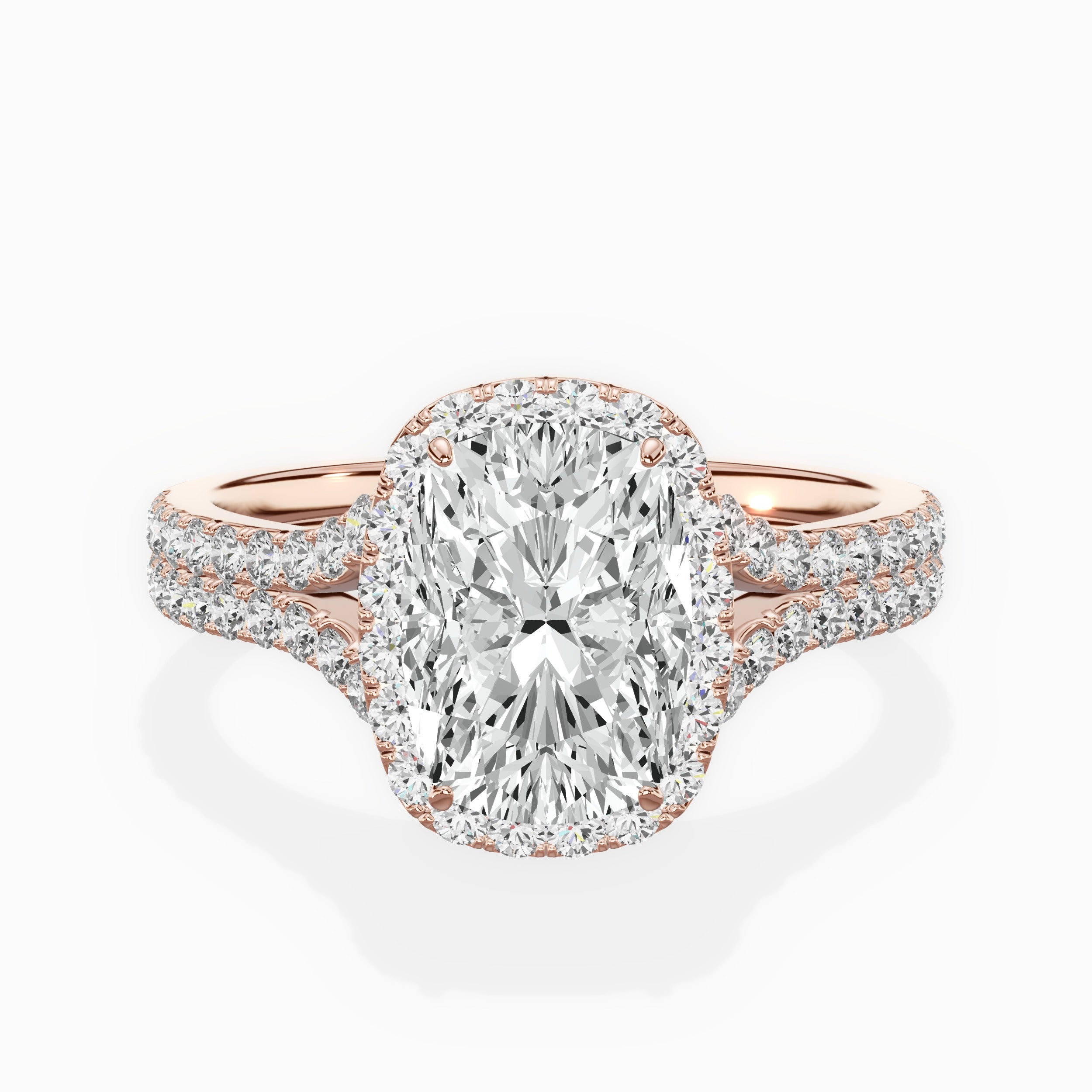 Split Shank Hidden Halo Engagement Ring