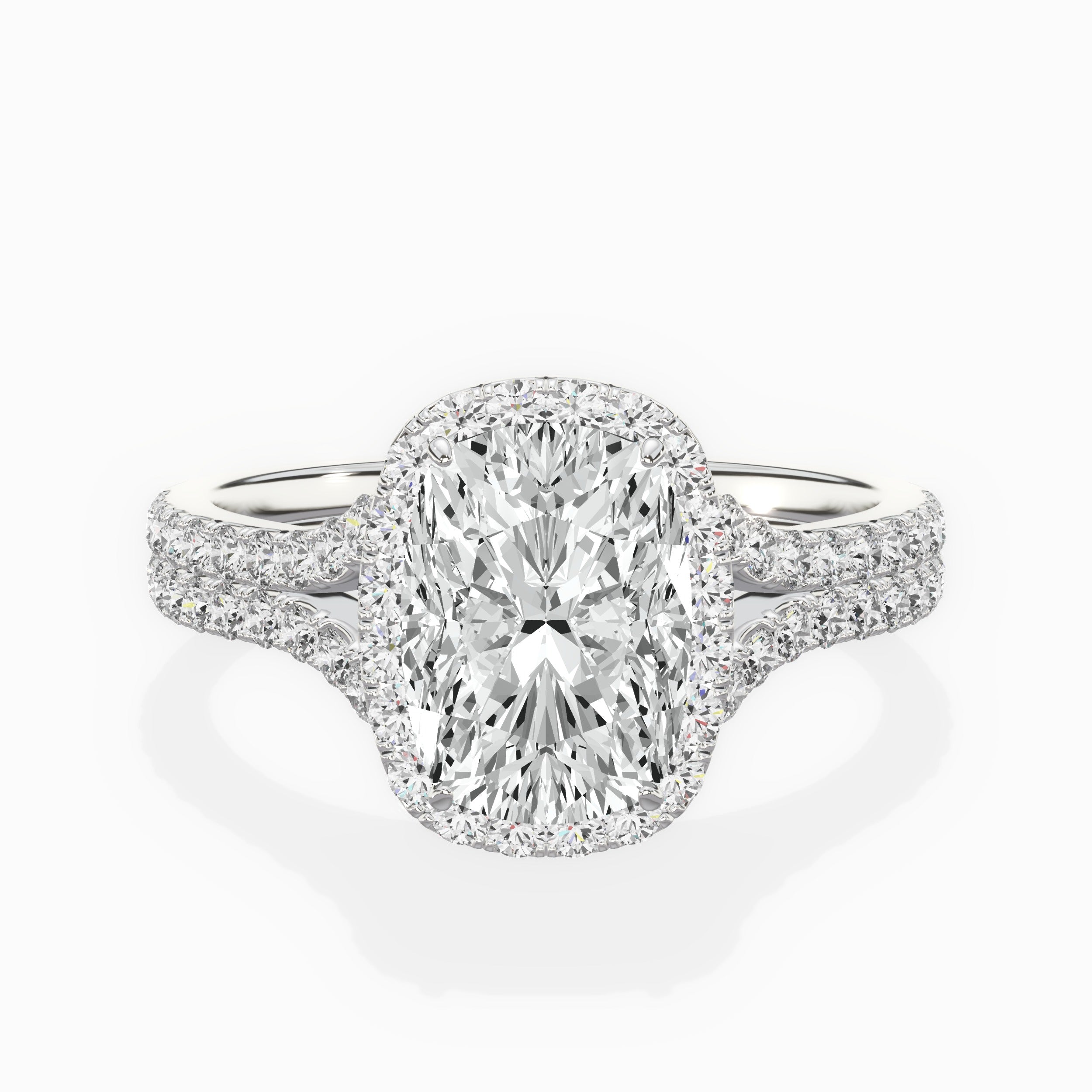 Split Shank Hidden Halo Engagement Ring