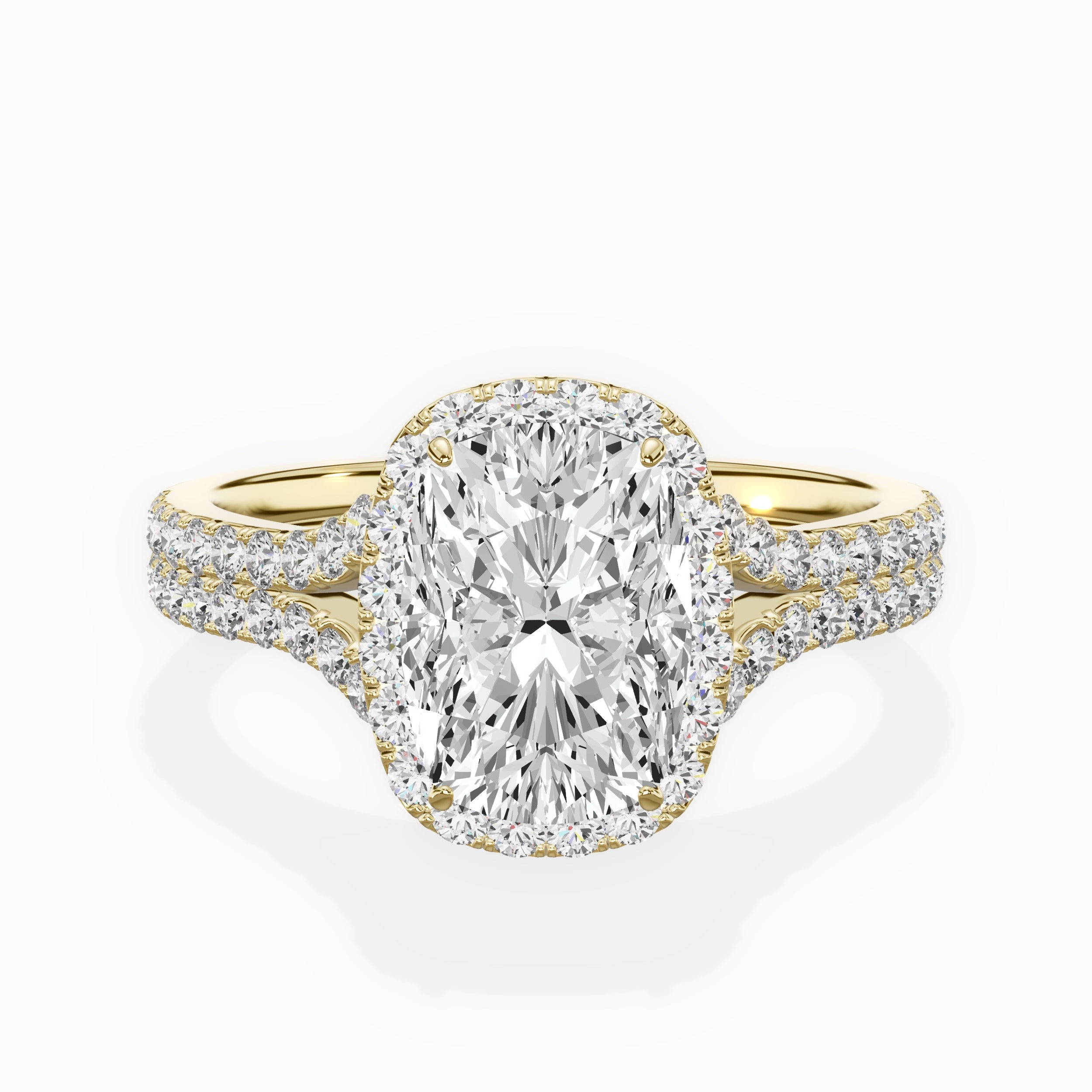 Split Shank Hidden Halo Engagement Ring