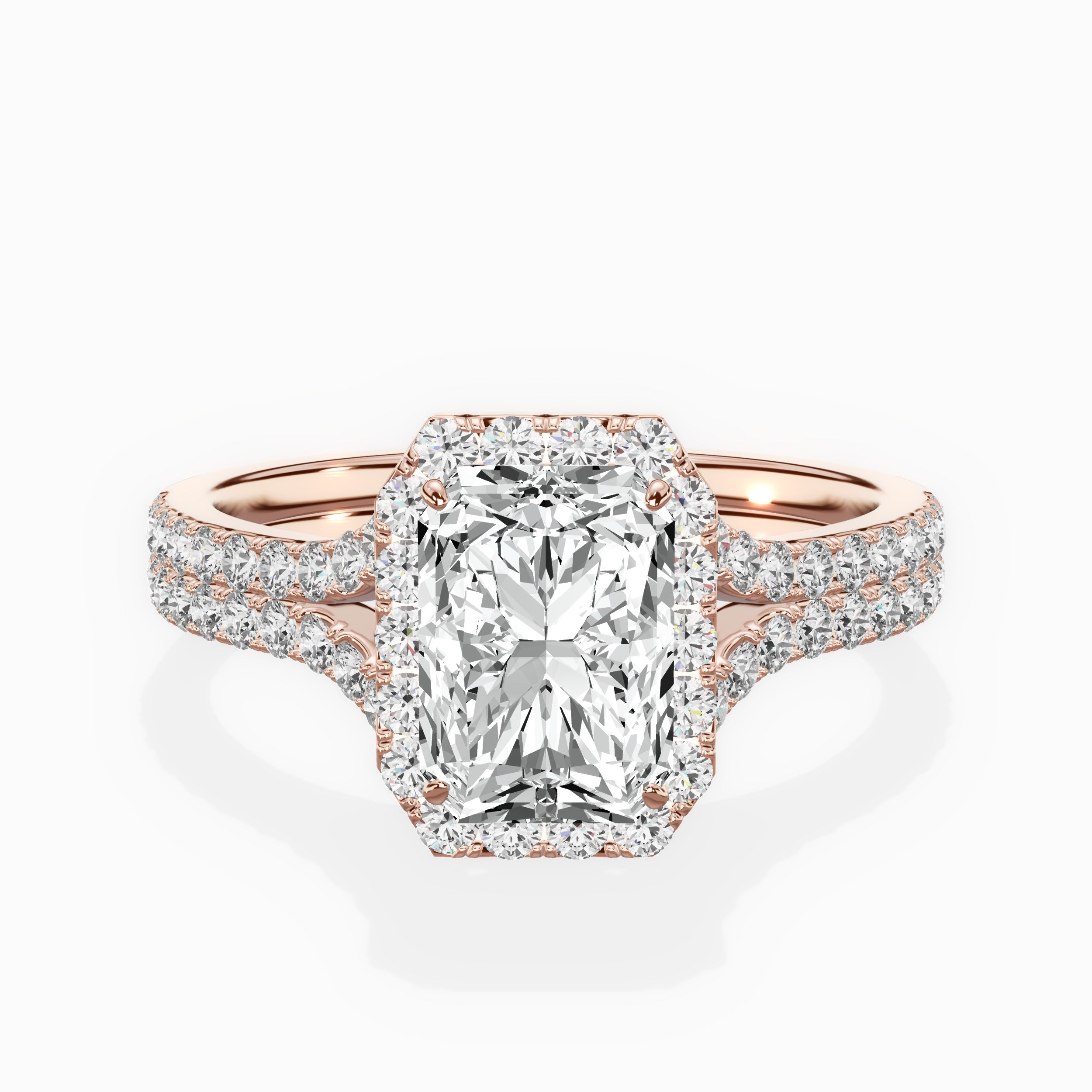 Split Shank Hidden Halo Engagement Ring