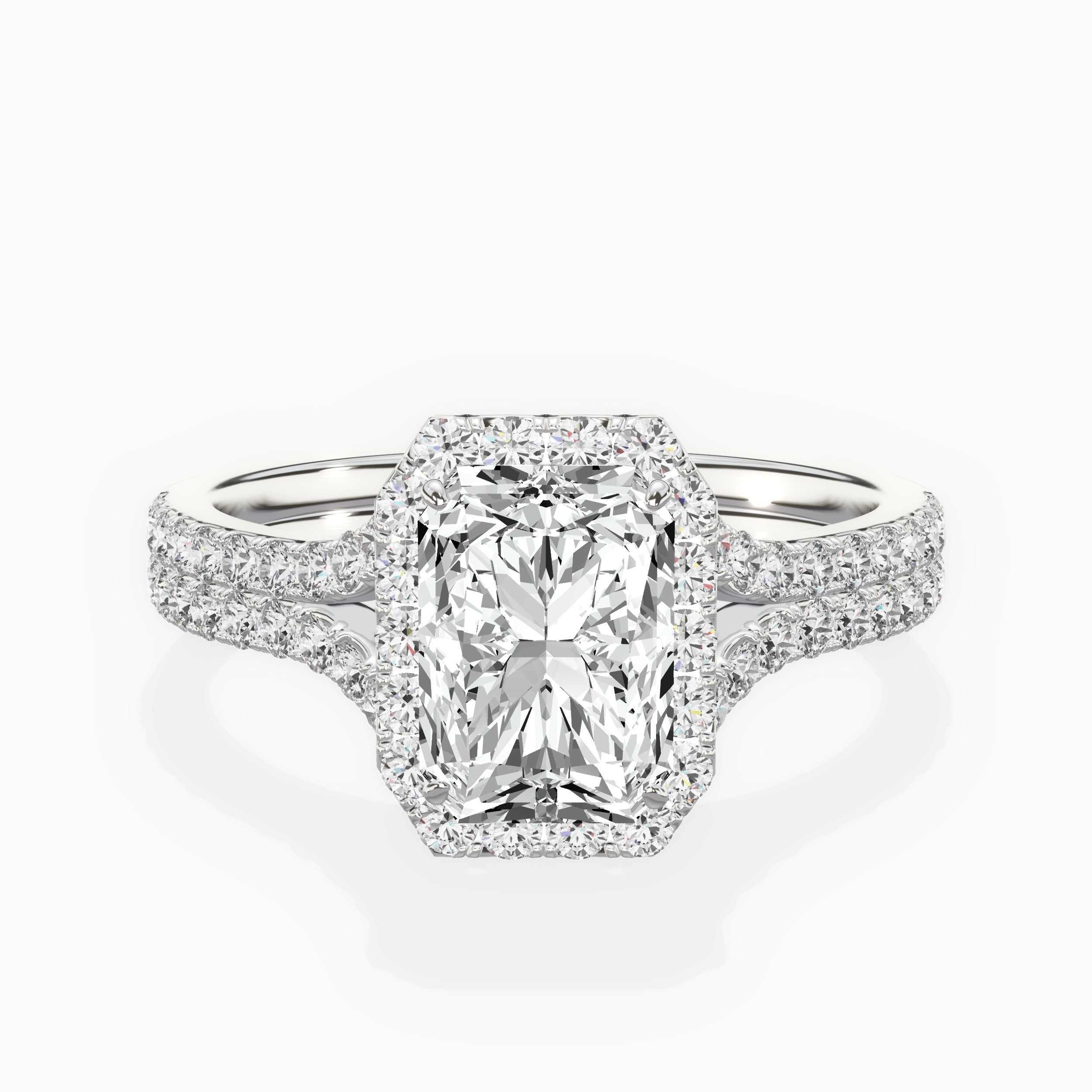 Split Shank Hidden Halo Engagement Ring