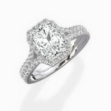 Split Shank Hidden Halo Engagement Ring