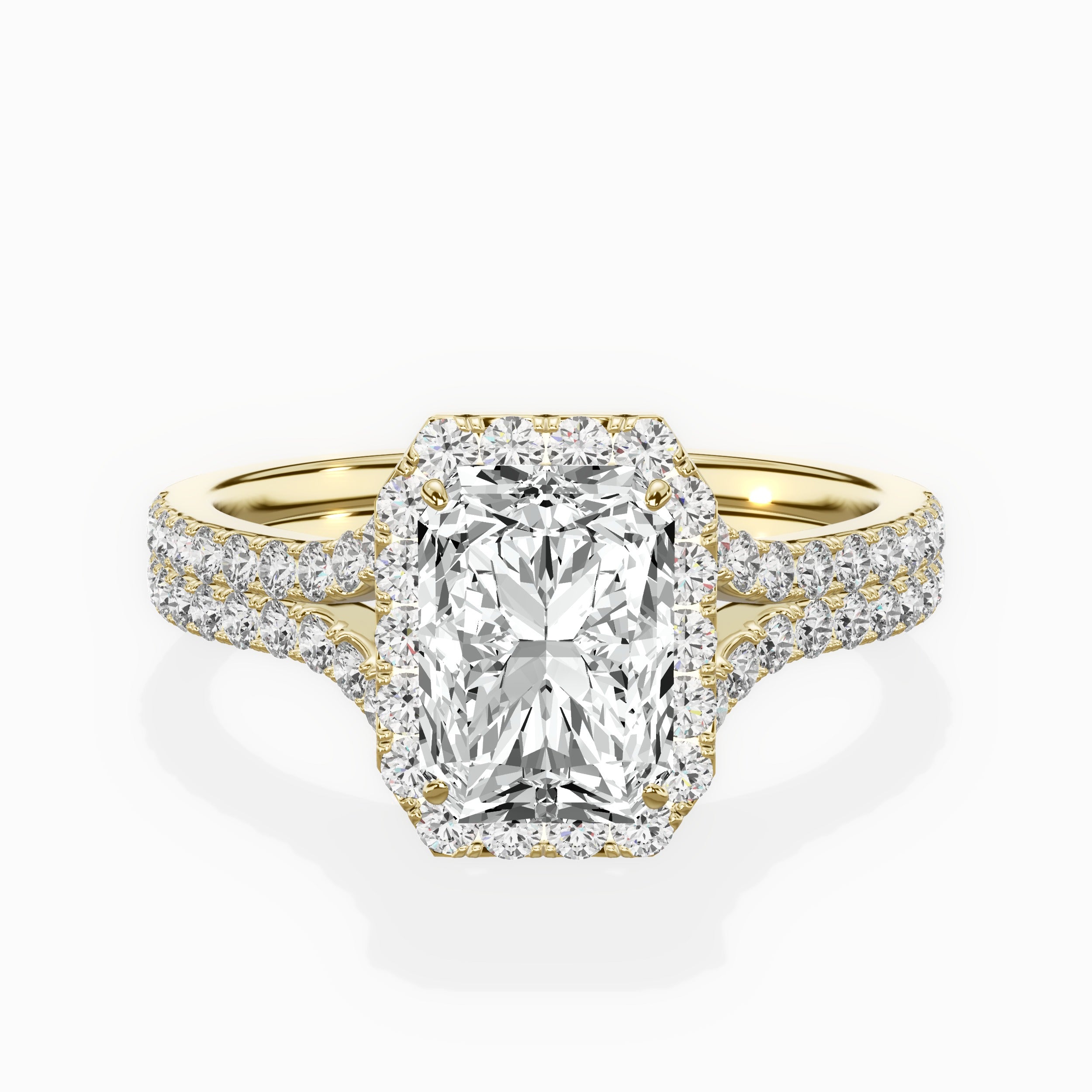 Split Shank Hidden Halo Engagement Ring