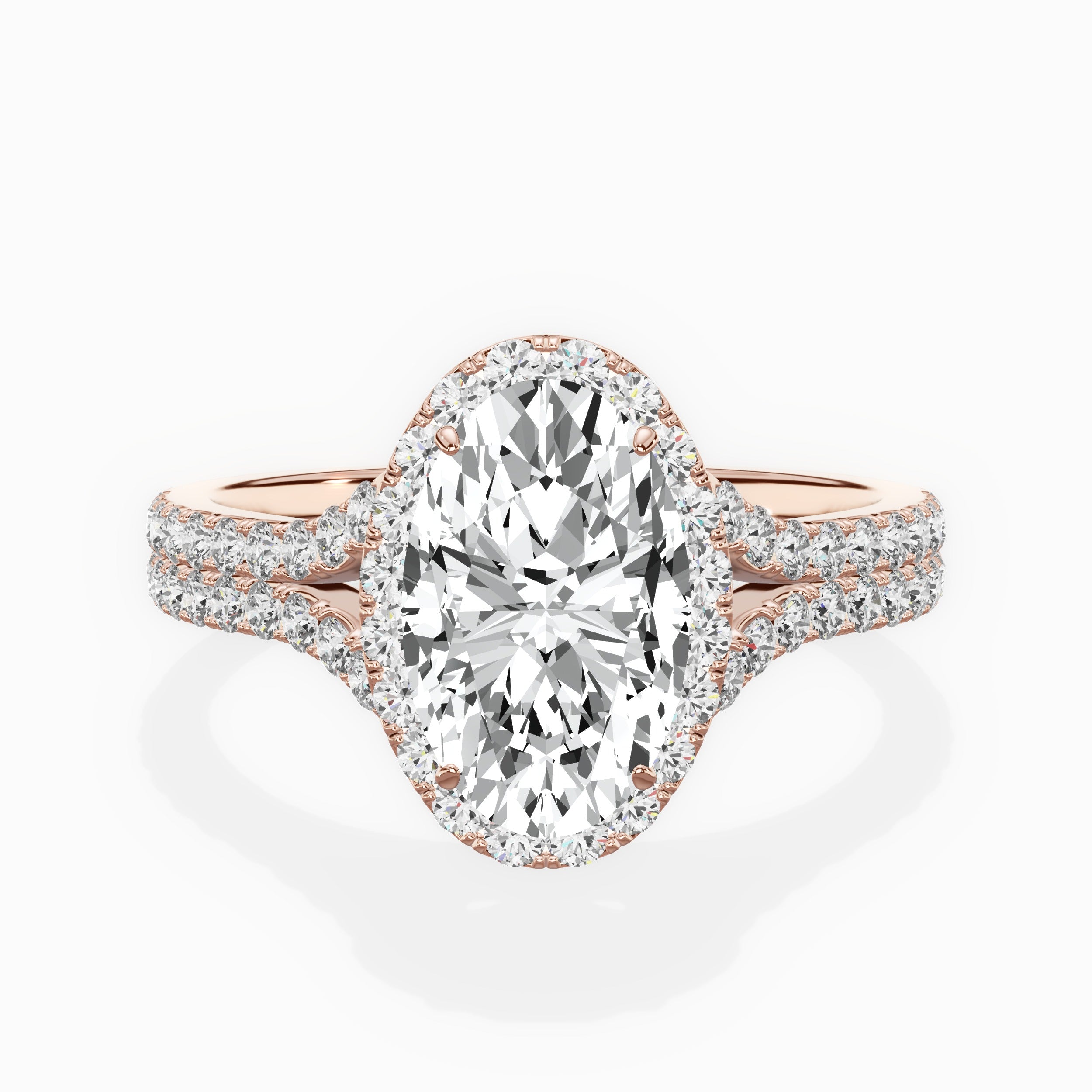 Split Shank Hidden Halo Engagement Ring