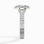 Split Shank Hidden Halo Oval Engagement Ring in White Gold