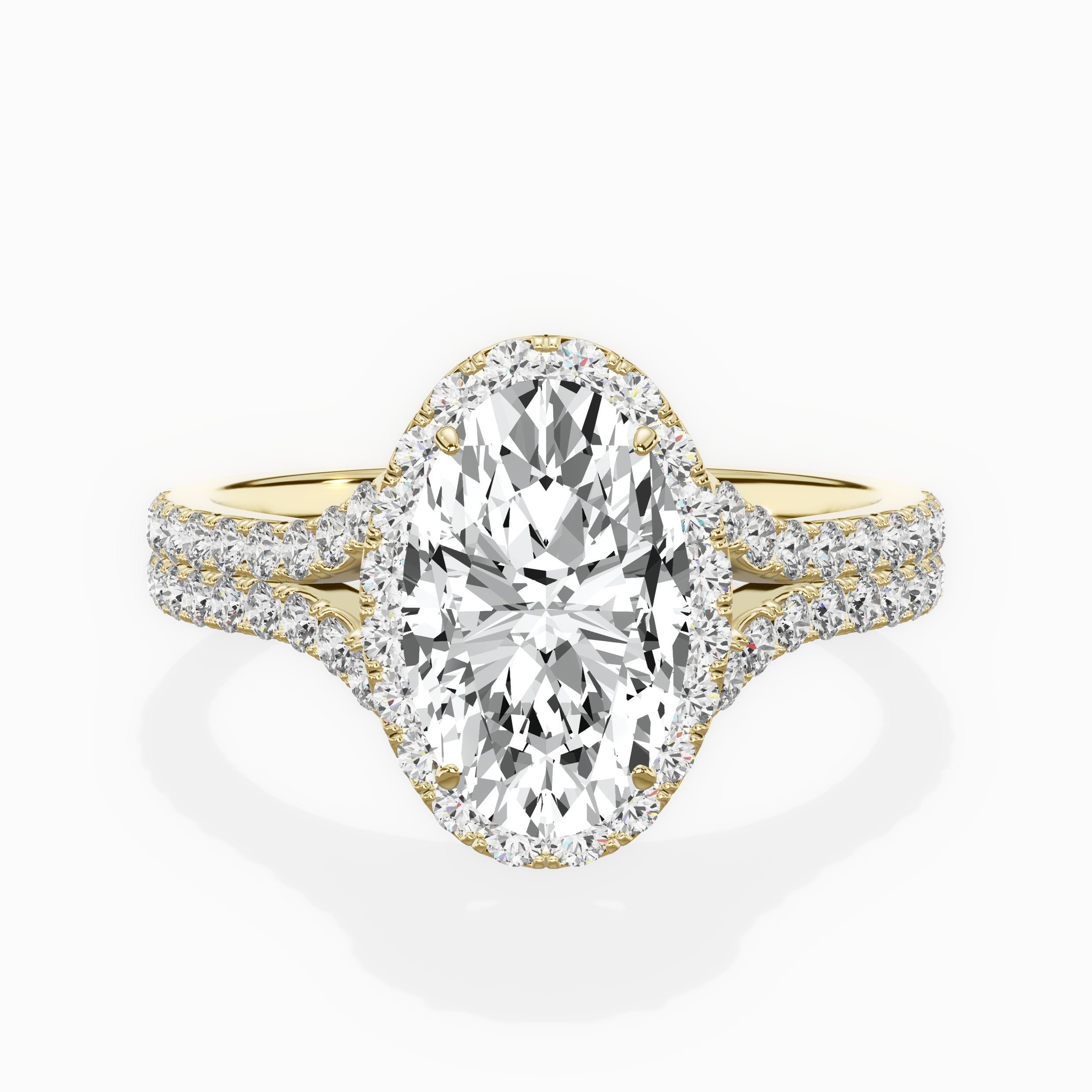 Split Shank Hidden Halo Engagement Ring
