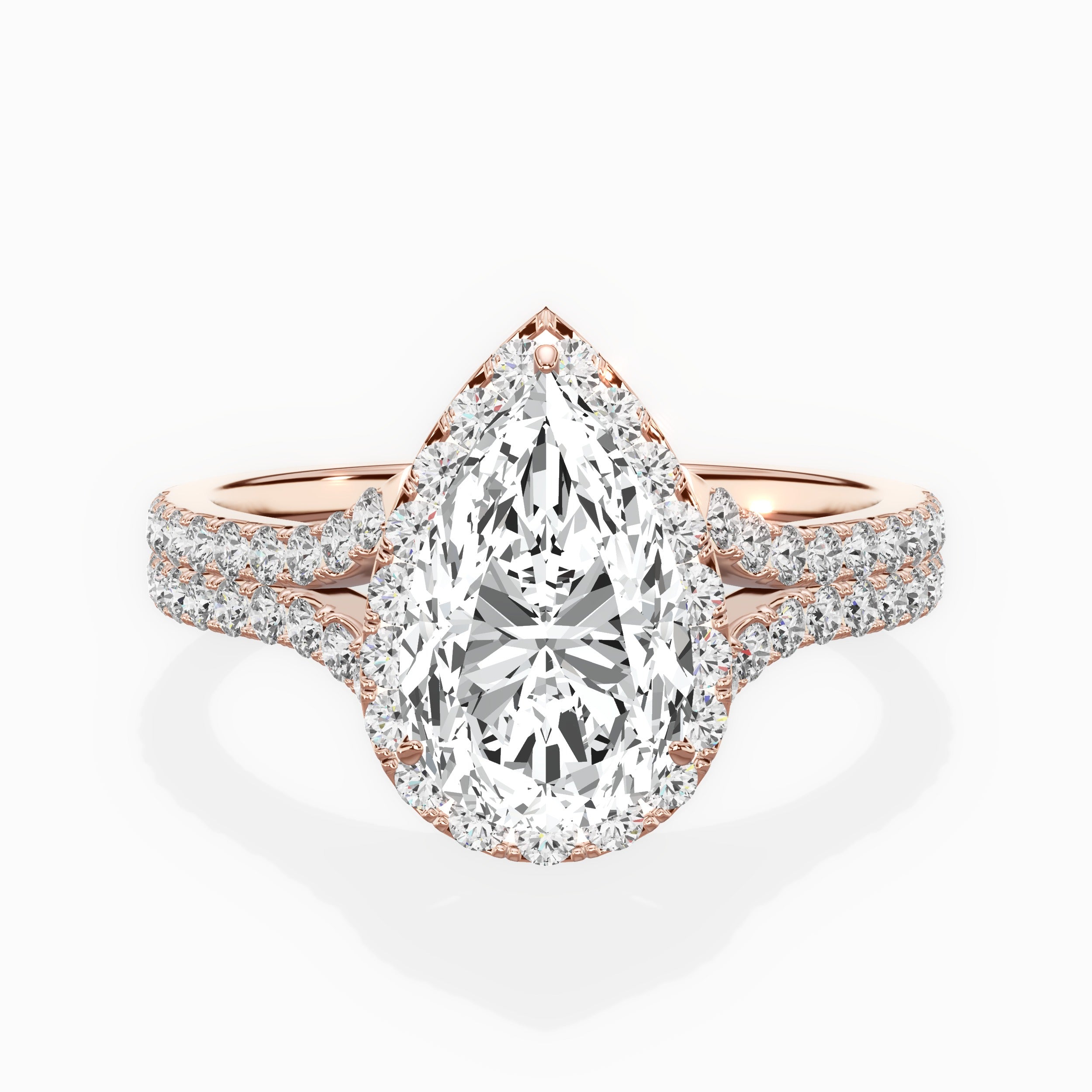 Split Shank Hidden Halo Engagement Ring