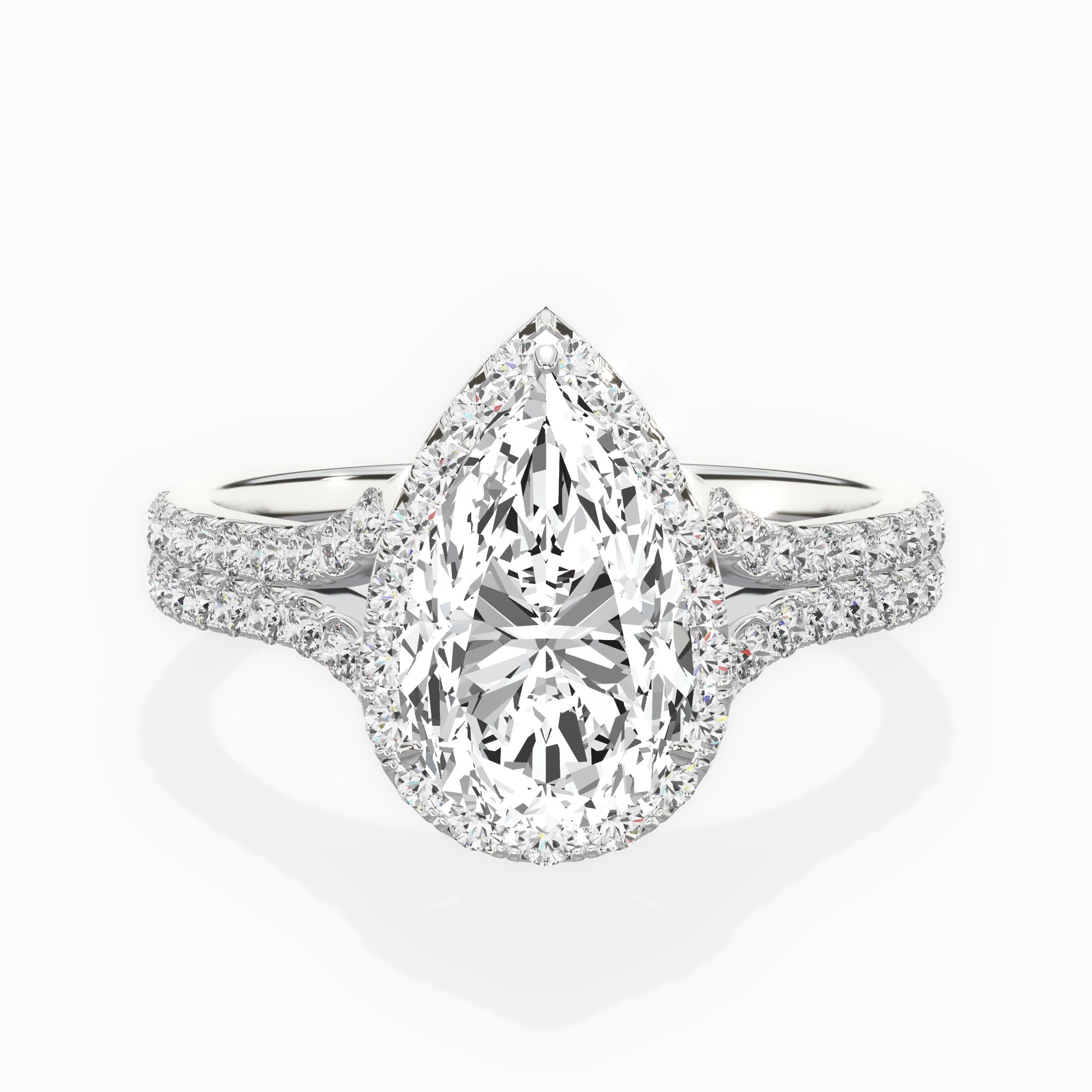 Split Shank Hidden Halo Engagement Ring