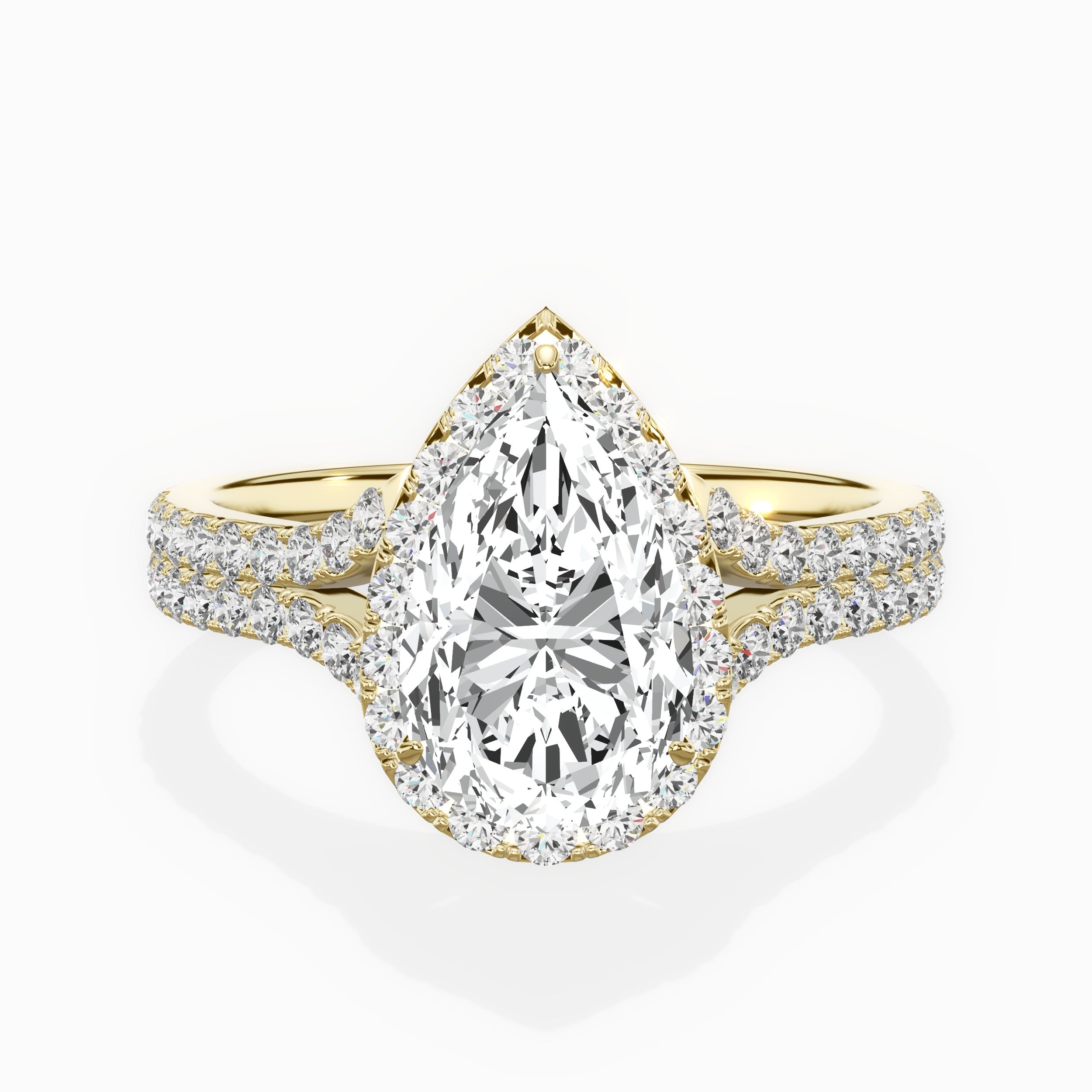 Split Shank Hidden Halo Engagement Ring