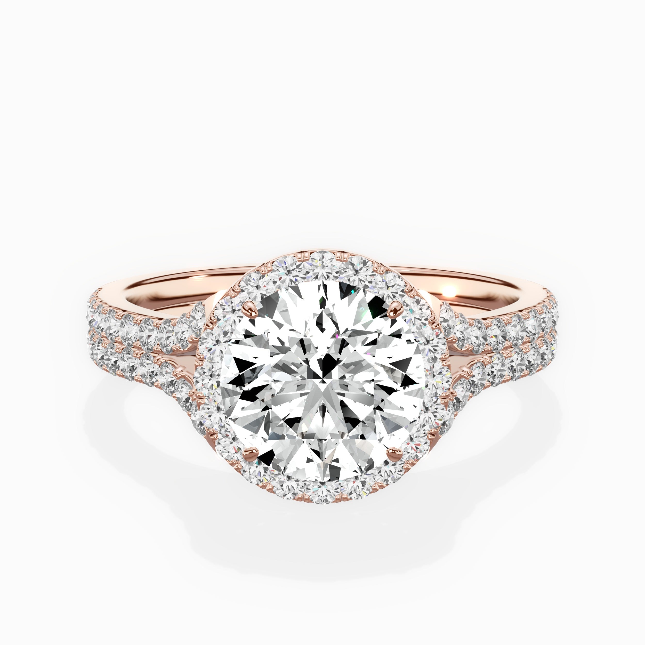 Split Shank Hidden Halo Engagement Ring