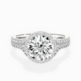 Split Shank Hidden Halo Engagement Ring