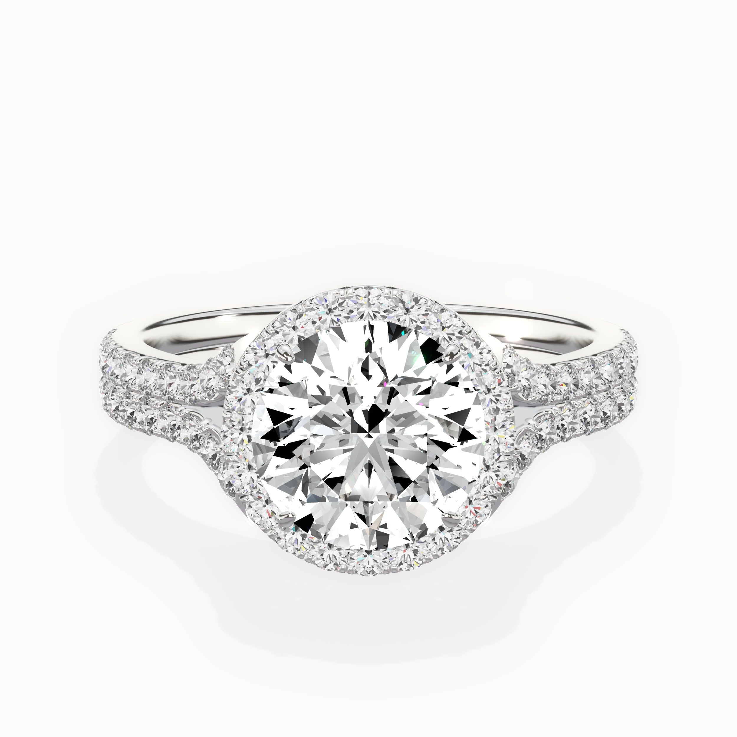 Split Shank Hidden Halo Engagement Ring