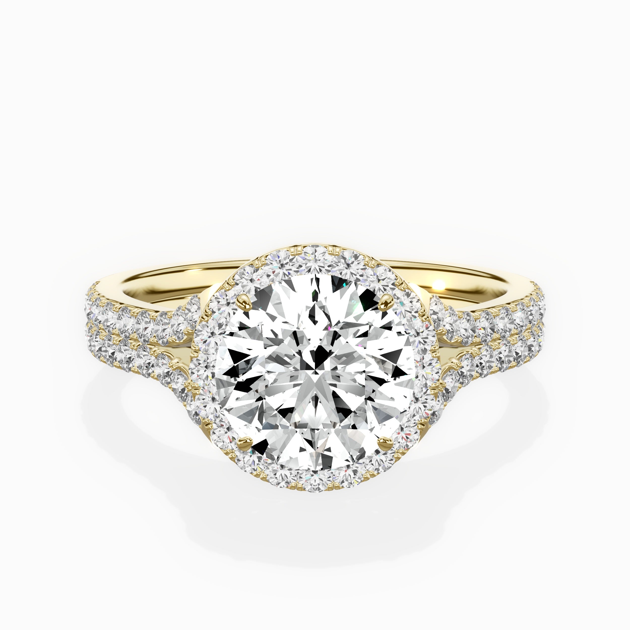 Split Shank Hidden Halo Engagement Ring