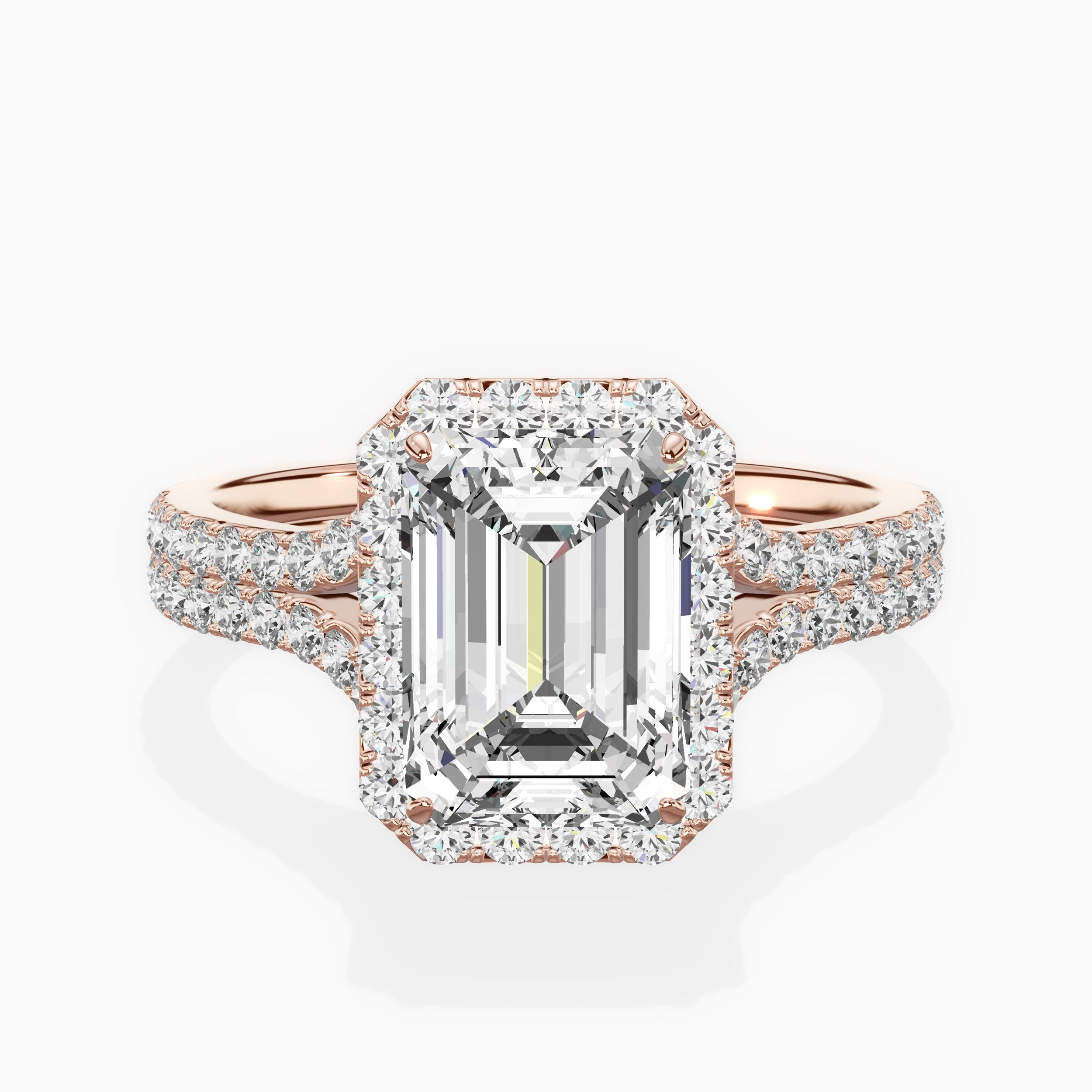 Split Shank Hidden Halo Engagement Ring