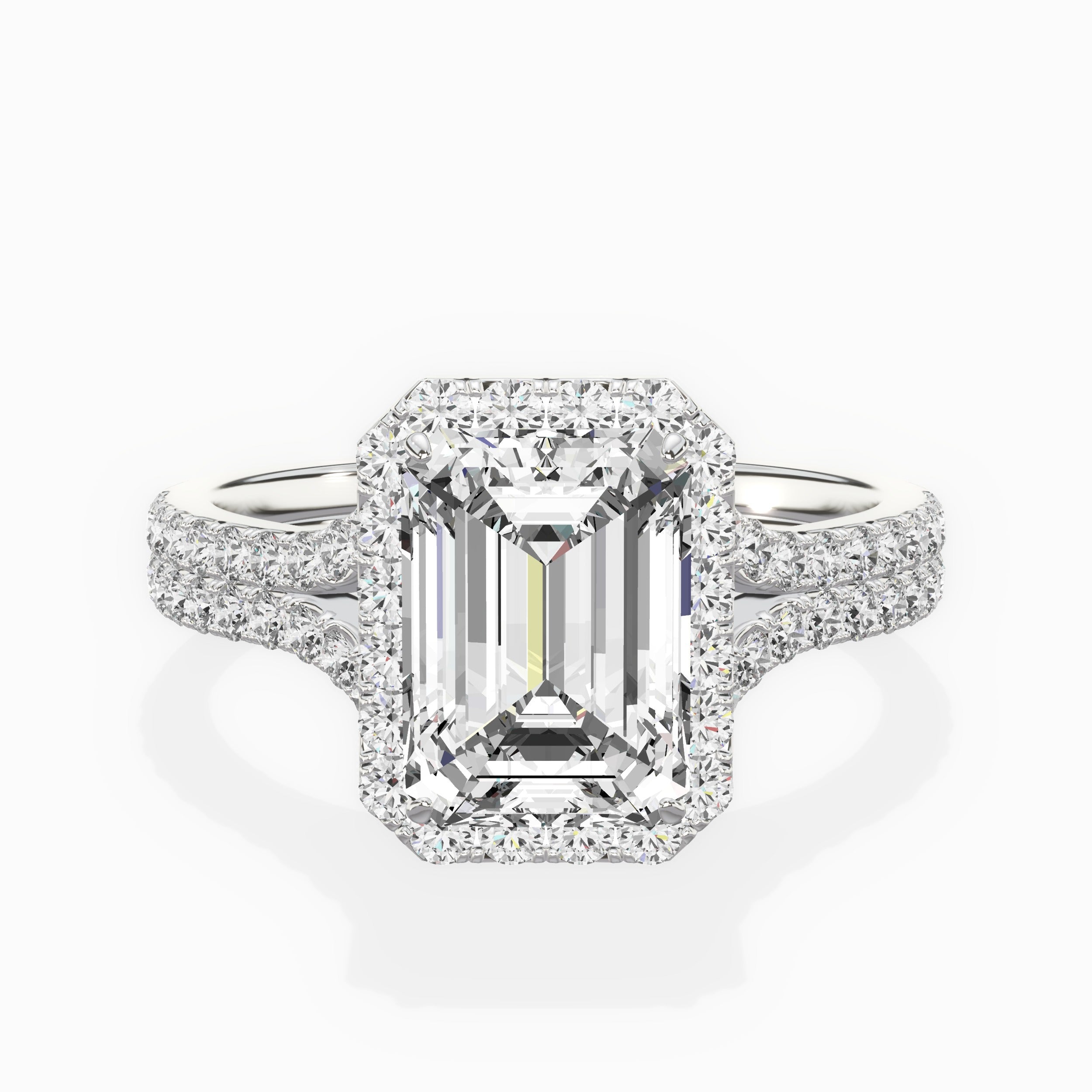 Split Shank Hidden Halo Engagement Ring