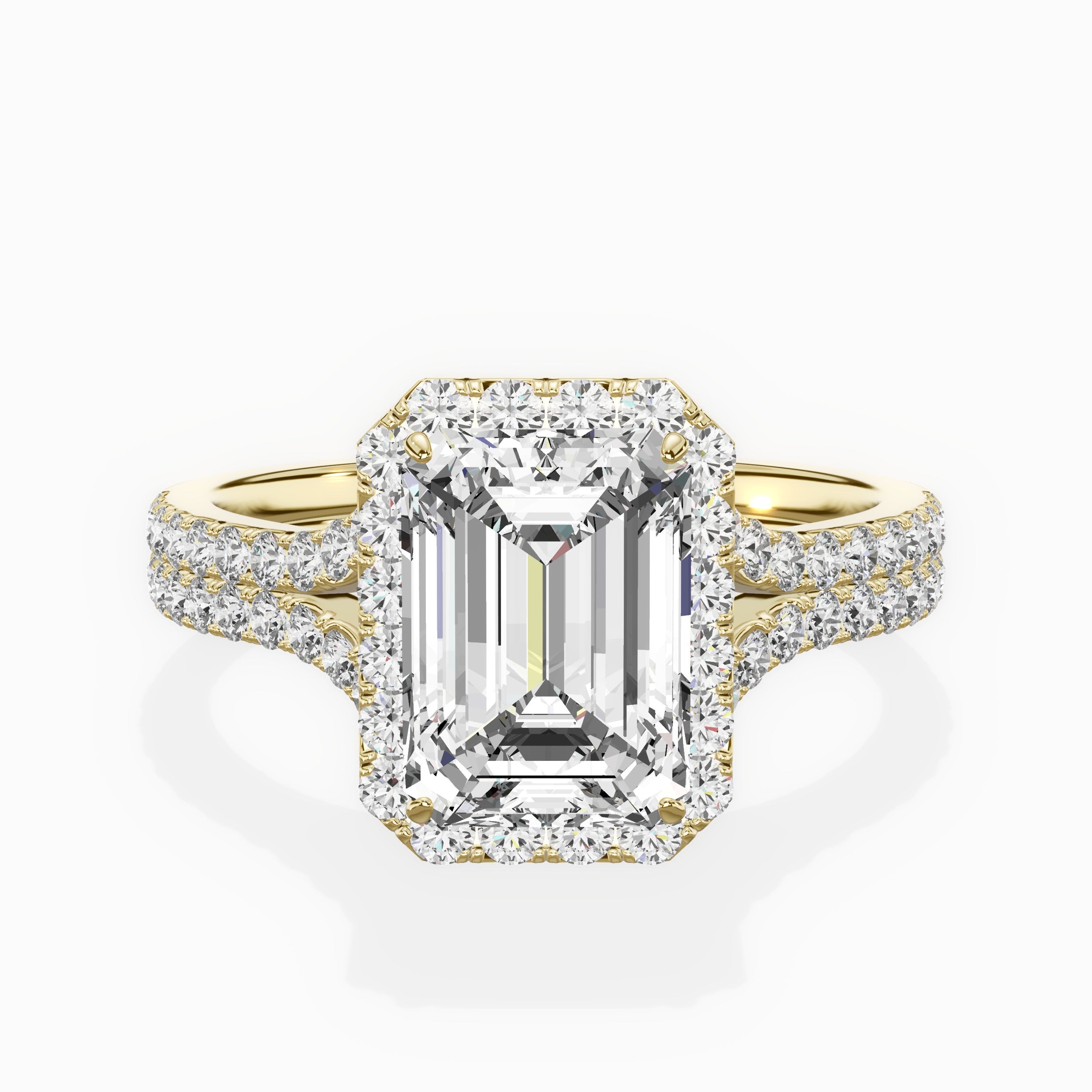 Split Shank Hidden Halo Engagement Ring
