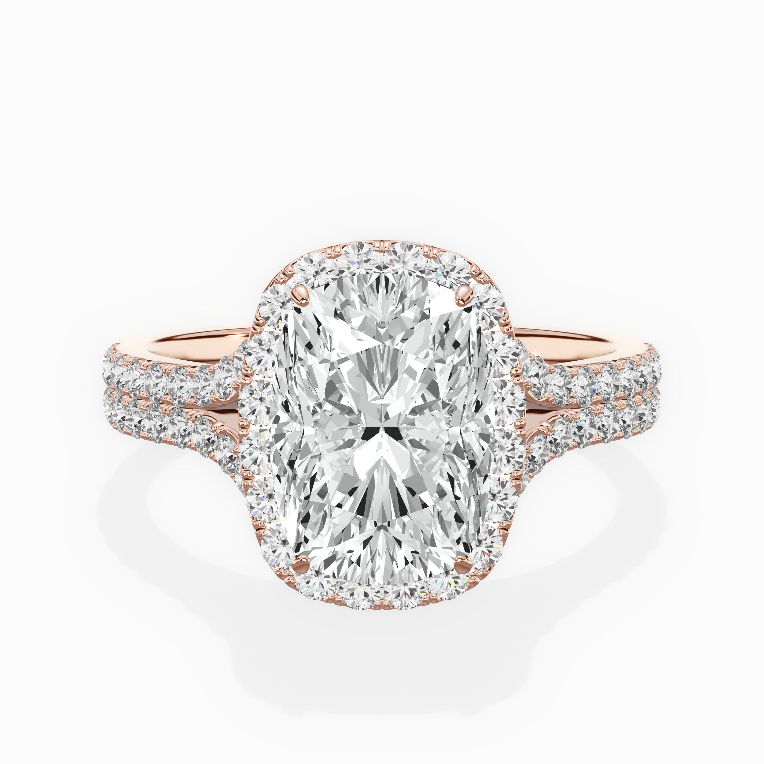 Split Shank Hidden Halo Engagement Ring
