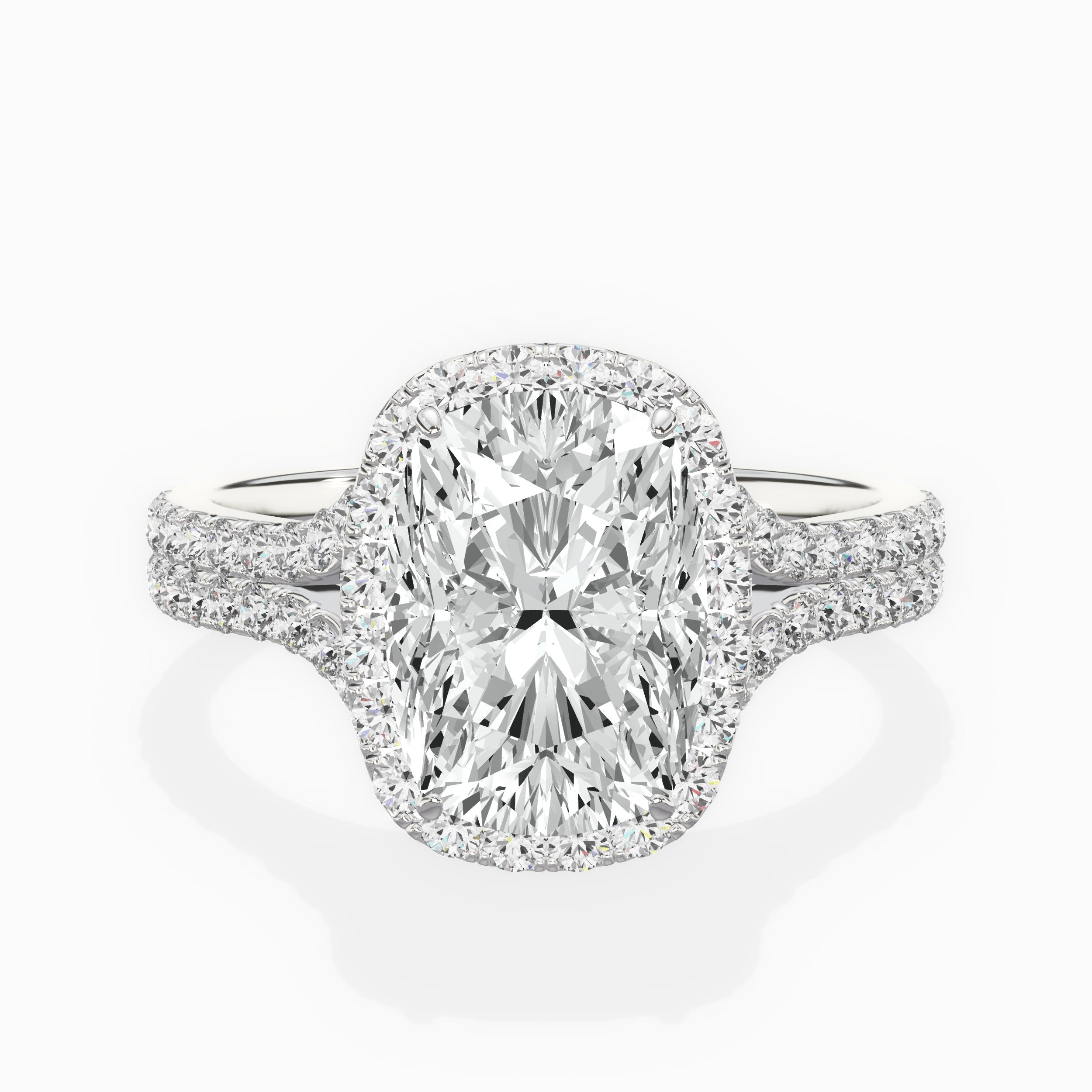 Split Shank Hidden Halo Engagement Ring